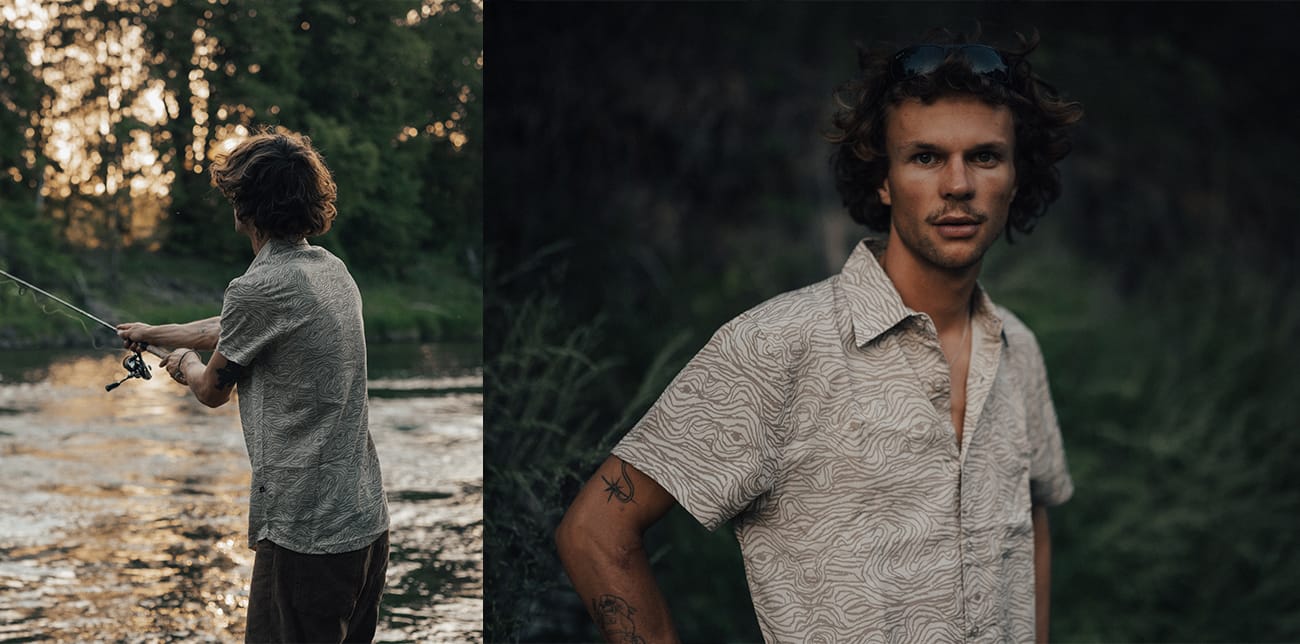 anuell shirts and a fishing rod